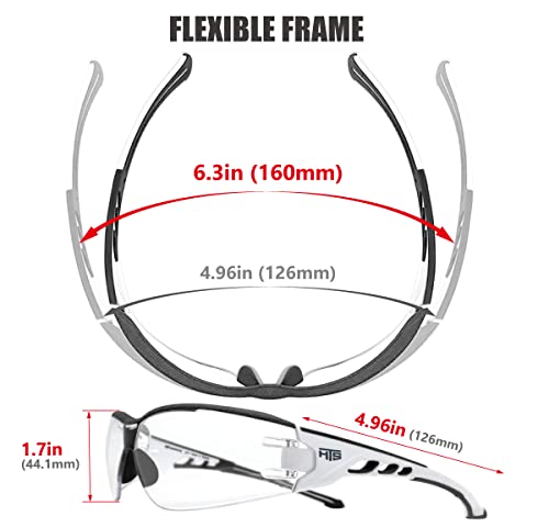 HTS HUNTERSKY E9532 Super Flexible Lightweight Anti Fog Wrap-Around U6 Clear Shooting Safety Glasses with ANSI Z87.1 Scratch Resist lab chemistry goggles - Thumbnail 5