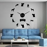 Beauce Shepherd rahmenlose große Wanduhr, geräuschlos, Quarz, hängende Wanduhr, Bas Rouge Hund, dekorative Wandk ...