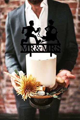 Funny Wedding Cake Topper - Groom Chasing Bride With Big Hand - Humorous Cake Decor For Fun Couples - View #8