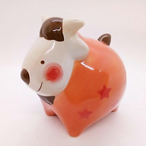 Miniatura 3 de WitnyStore Banco de monedas de 5 pulgadas de alto naranja de cabra  hecho a mano de cerámica pintada a mano, alcancías extraíbles para guardar