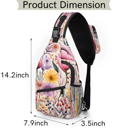 Bolso tipo sling unisex con diseño floral y material poliéster miniatura 2