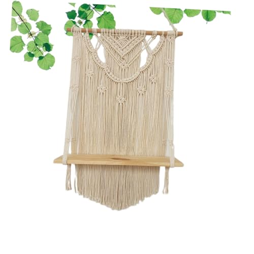 Étagère murale bohème rangement macramé décoration murale coton blanc