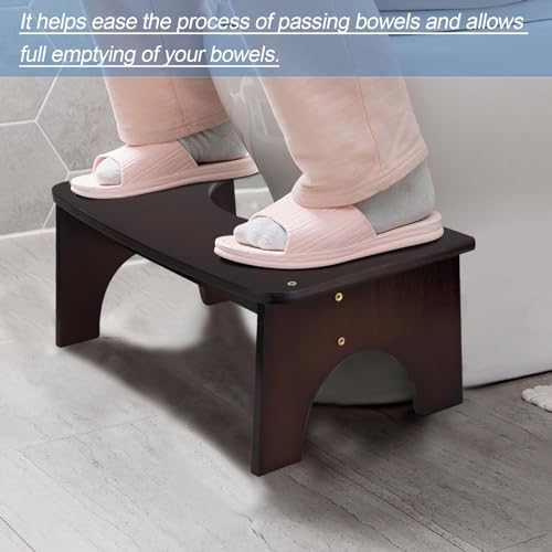 Bamboo Toilet Stool for Adults, 6.5\" Poop Stool, Bathroom Toilet Potty Stool with Non-Slip Mat for Adults Children, Original Simple Design Healthy Portable Adult Toilet Poop Stool.(Tan) Healthy Gifts