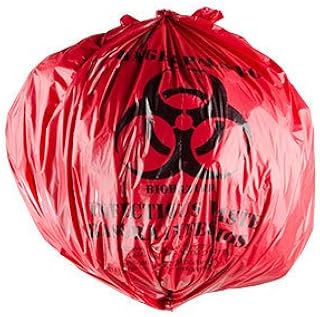 Red Isolation Infectious Waste Bag/Biohazard Bag Linear Low Density 1.2 Mil - 250/Case 10 Gallon 24
