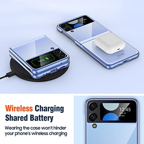 Vizvera For Samsung Galaxy Z Flip 4 Case, Galaxy Z Flip 4 Slim Phone Case, Premium Thin Full Protection Hard Polycarbonate with Glossy Border Cover for Samsung Galaxy Z Flip 4 5G 2022-Blue
