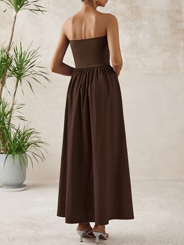 Image of PRETTYGARDEN Women 2026 Summer Elegant Strapless Maxi Dress Tube Top Dress A Line Flowy Long Wedding Party Cocktail Dresses