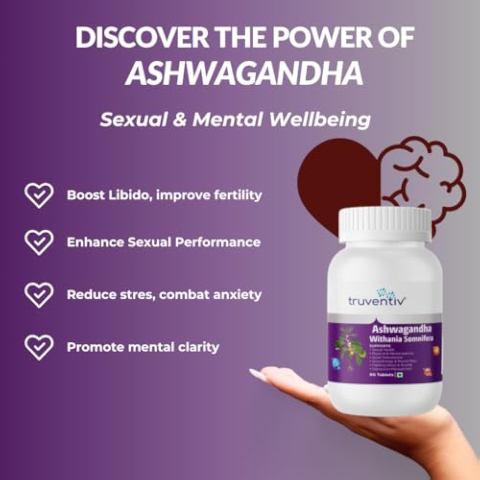 Ashwagandha 500mg Capsules, 100% Pure & Natural