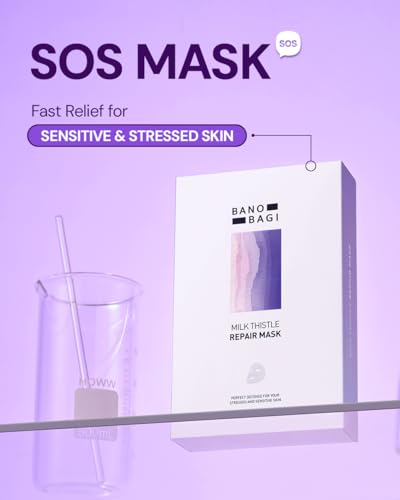 Banobagi Milk Thistle Repair Face Mask – Korean Skin Care with Centella, Hyaluronic Acid & Adenosine | Hydrating & Soothing Sheet Mask for Sensitive Skin, Fragrance-Free, 10EA - Image 4