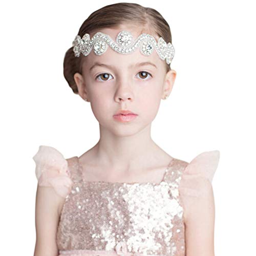 Honbay Elegant Luxury Bridal Headband Flower Girl Headdress Handmade Crystal Beaded Headband for Wedding, Party, Photography, etc (child)