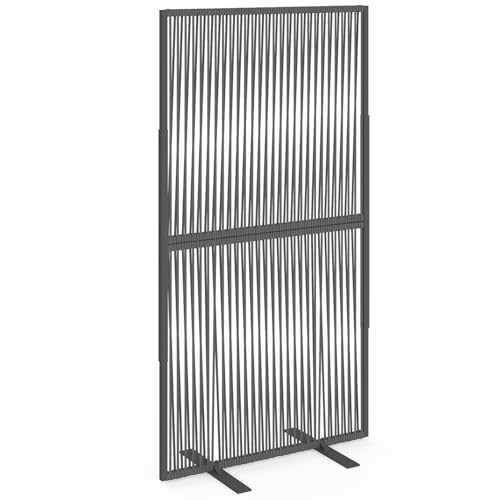 IDMarket - Biombo exterior calado Claustra decorativo 80 x 150 cm Rio Cordage efecto ratán y metal gris antracita