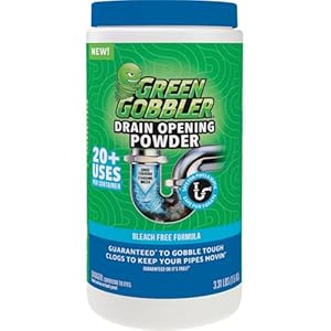 Green Gobbler Drain Clog Remover & Drain Cleaner Powder, 20+ Treatments, Maintenance Breaks Down Grease, Paper, Fat & Oil, Septic Safe