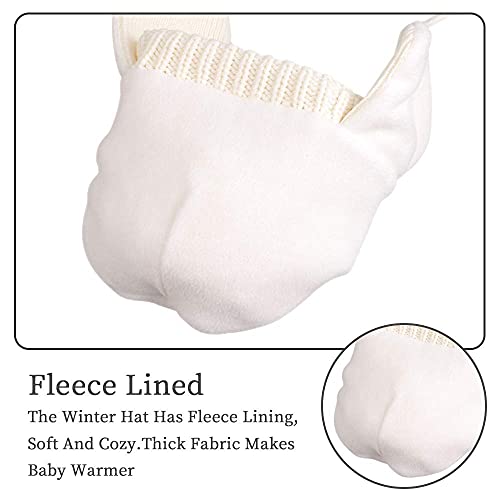 Bamery Winter Baby Infant Girl Beanie Knitted Toddler Baby Boys Hat Fleece Lined Earflap Hats With Pompom 0-3 Years (White Pompom, S) #TOP4