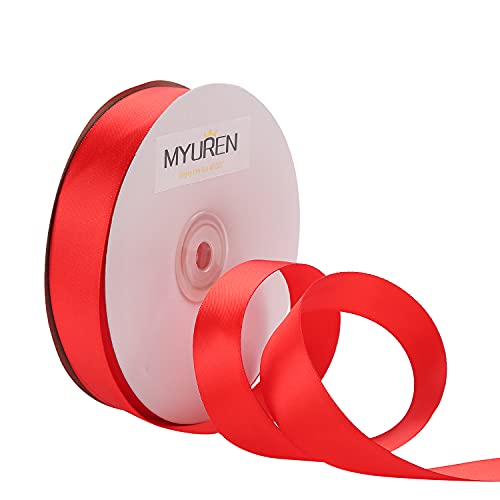Myuren 1 Inch Red Satin Ribbon Double Face Solid Satin Ribbon For Gift Wrapping, Wedding, Party Decoration, Diy Hair Accessories, Sewing, Invitation Embellishments (50 Yards) #TOP19