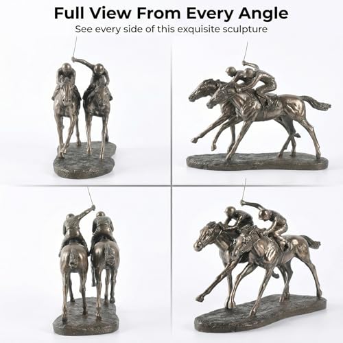 Statue de Cheval en Bronze | Décoration Équestre Maison Bureau Résine de Course - 6
