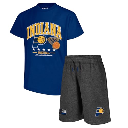 Ultra Game Youth NBA Official Super Soft Game Time T-Shirt & Shorts Set, Indiana Pacers, Team Color, 8