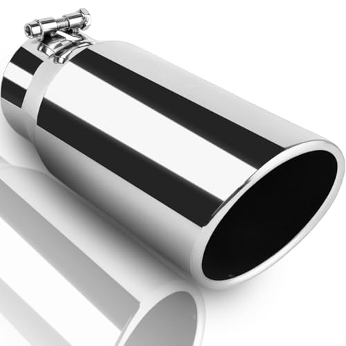 Image of 4 inch Inlet Exhaust Tip, 5 inch Outlet 12 inch Length Rolled Angle Cut Bolt-On