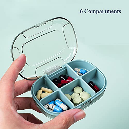 Pill Organizer Portable Pills Box Case Weekly Medicine Vitamin Storage Container with 6 Large Compartments Compact Pillbox Kit Perfect for Outdoor Camping Travel by Lisdripe (Green) - Thumbnail 7