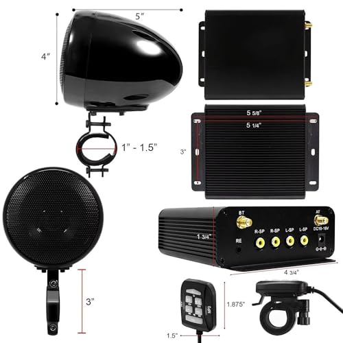 Parlantes para motocicleta con amplificador y control AUX miniatura 4