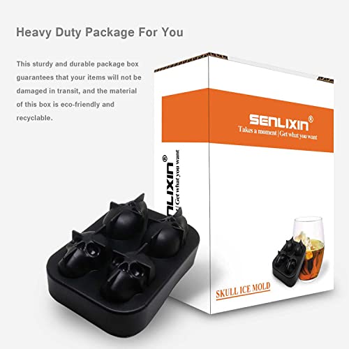 3D Skull Ice Mold Tray | Large Size 4 Cavity Food Grade Silicone Flexible Ice Maker For Whisky Jelly Candy Chocolate Cocktails - Awesome Halloween Christmas Gift, Bpa Free #TOP1