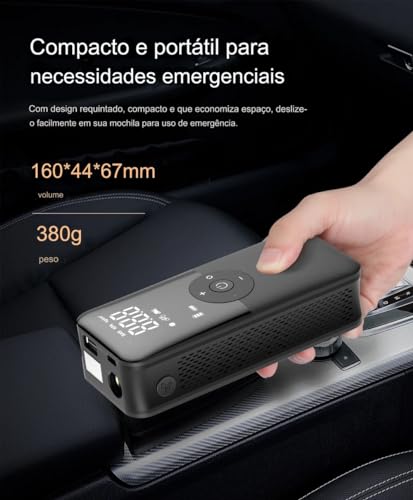 Compressor de Ar Portátil CARSUN Digital com Display LCD e Múltiplas Funções - Compacto Leve Prático