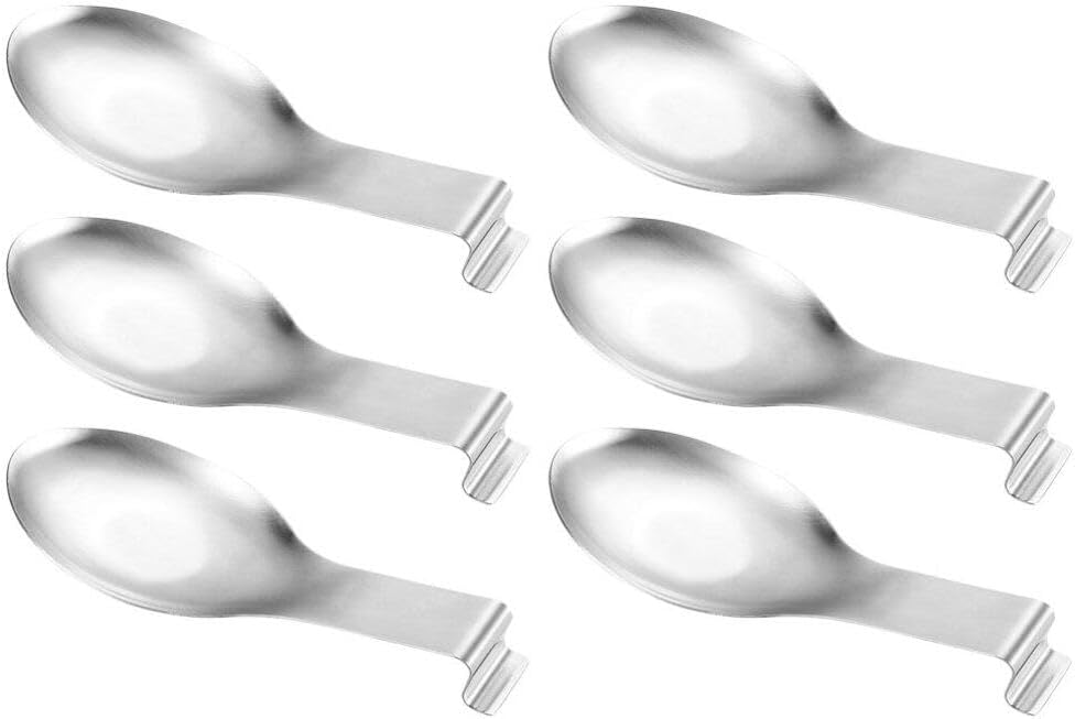 UPKOCH 6pcs Stainless Steel Spoon Rest Ladle Holder Teabag Rest for Kitchen Counter Elegant Design for Cooking Serving