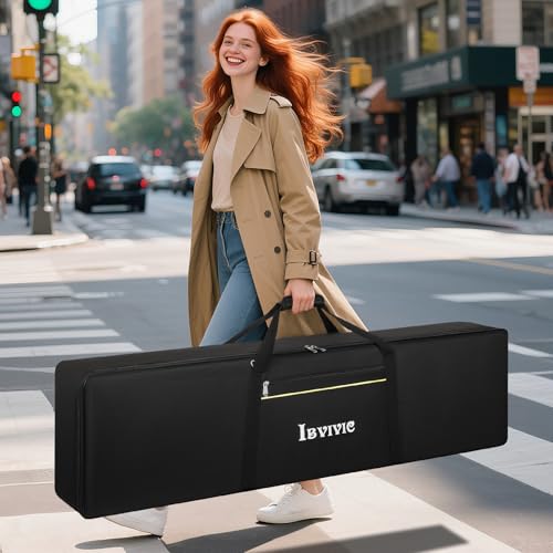 OUUTMEE 88 Keyboard Tasche Zwei Möglichkeiten Zum Tragen,136 x 18 x 34 cm Keyboard Piano Tasche,600D Waterproof Oxford Cloth Piano Tragetasche,Schwarz