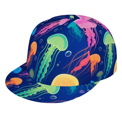 SVEFDOC Fashionable Baseball Cap Cool Corlorful Jellyfish Pattern Dad Cap for Women Men Teens, Fitted Quick Dry Golf Cap Headwear