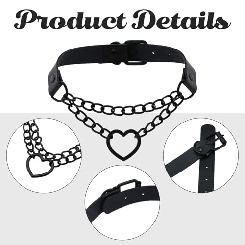 BinXiaoQin Karneval Halsband Damen Necklace Leder,Karneval Collar Women Gothic,Choker Kette damen Schwarz Halskette,Heart Schwarz Chokehold Adjustable Darkness Women Halsring Lederhalsband