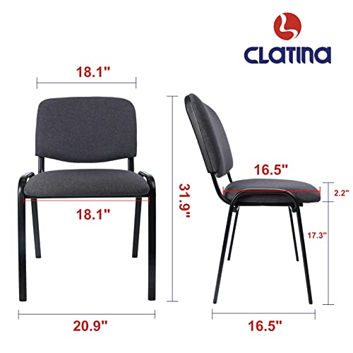 CLATINA Set of 5 Pack Waiting Room Chairs Fabric Grey Stackable Chairs Metal Frame with Thickened Seat Back Cushion for Waiting Conference Room Guest Chairs - Thumbnail 3