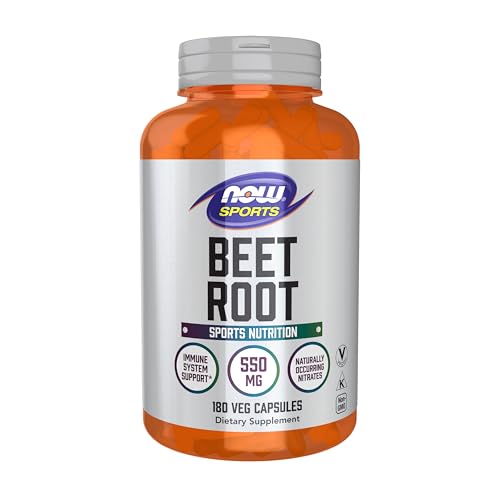 NOW Foods Sports, Beet Root Veg, Sports Nutrition, Immune System Support*, 550 MG, Naturally Occurring Nitrates, 180 Veg Capsules