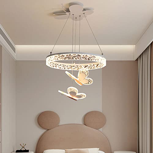 Pakfan Children's Room Pendant Lights Nordic Warm And Romantic Girl Bedroom Princess Room Led Butterfly Chandelier Luxury Ins Lamps Pink Grey Big Chandelier Led #TOP2