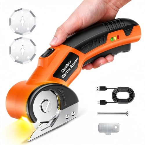 Electric Scissors, Cardboard Cutter, With LED Light, High-Efficiency Brushless Motor, 2000mAh...