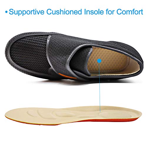 Mens Diabetic Edema Shoes Lightweight Walking Mesh Breathable Wide Sneakers Strap Adjustable Easy On and Off for Elderly, Swollen Feet, Plantar Fasciitis3