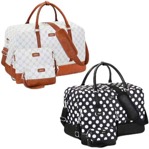 3PCS Weekender Bag for Women Overnight Bag Travel Bag Carry on Duffle Bag with Shoe Compartment Fit 21.5" Laptop