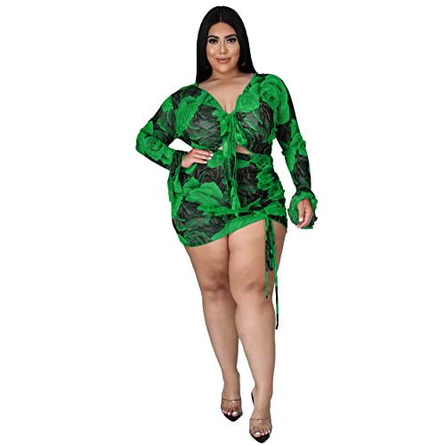 Col en V profond sexy tenue d'été fleurie coupe ajustée fluide