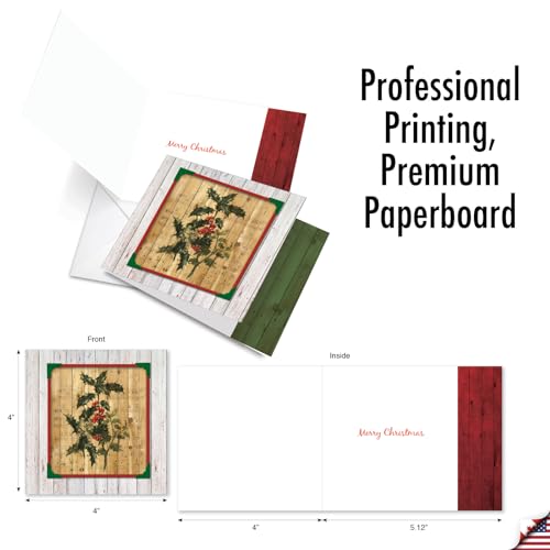 Image of Best Card Co 10 Christmas Boxed Cards Holly Berry MQ5549XSG-B1x10