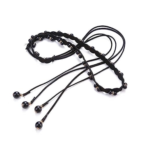 Eartif Pearl Tassel Braided Belts for Women - Skinny Woven Chains & Rope Belly Waist Chains for Dress