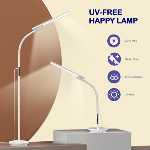 Happy Lamp, UV-Free 10000 Lux Sun Lamp, Daylight Lamp with 2 in 1 Floor & Desk Lamp, 5 Brightness & 5 Color with Touch Control & Remote for Reading/Relaxing/Study by Devowellte - Image 5