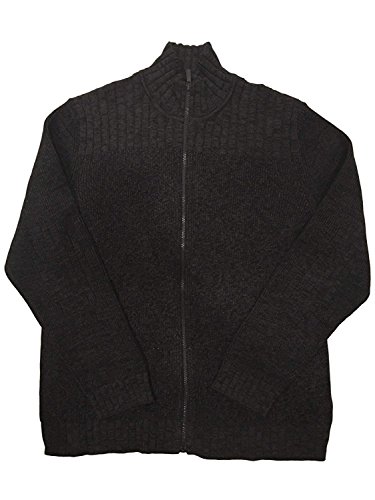 Calvin Klein Full Zip Cable Knit Ribbed Sweater for Men (M, Charcoal Gray)