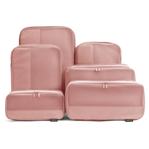6 Piece Compression Packing Cubes for 7–14 Day Travel, Dusty Pink