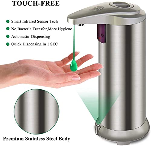 Automatic Soap Dispenser, Stainless Steel Touchless Soap Dispenser With 3 Adjustable Levels, Equipped Infrared Motion Sensor And Waterproof Base, Smart Soap Dispenser For Bathroom Kitchen School Hotel #TOP3