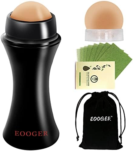 Oil-Absorbing Volcanic Face Roller, Reusable Face Roller Skin Care Facial Skin Care Tools, Oil Control Face Roller Stone, Suitable For Female Girls Makeup Massage Beauty Accessories(Black Set)