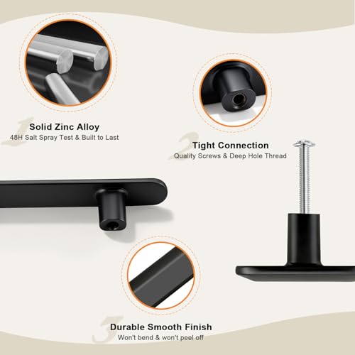 Gobrico 5 Pack 3" (76mm) Hole Center Cabinet Pulls, Black Cabinet Handles, Solid and Heavy Zinc Alloy Kitchen Cabinet Handle, Total Length 4.96'' (126mm) Drawer Pulls, Dresser Handles by Gobrico - Used condition - Image 2