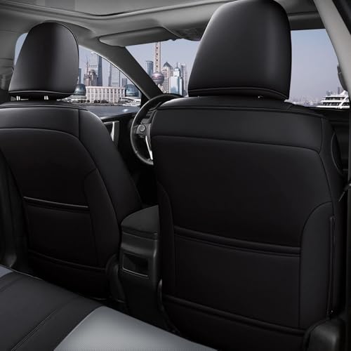 Image of AOMSAZTO Car Seat Covers for Toyota Corolla 2014 2015 2016 2017 2018 2019 L,LE,LE Eco,Plus Sedan Car Seat Cover Full Set Waterproof, Custom Fit Full Set Faux Leather (Black+Gray, 2014-2019 Corolla)