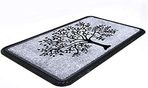Onlymat Polypropylene Doormat with Anti-Skid Rubber Back for Indoor, Outdoor, Patio, Home and Office, Weatherproof, Large, and Thick Entryway Rug with Black and Grey Tree Design (75x 45cm)