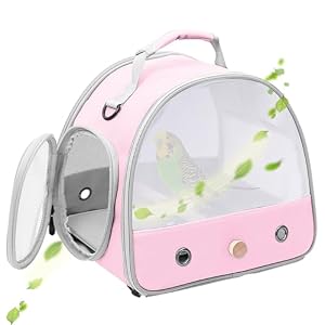 Bird Carrier, Portable Small Bird Parrot Parakeet Carrier with Standing Perch and Stainless Steel Tray, Side Access Window Collapsible