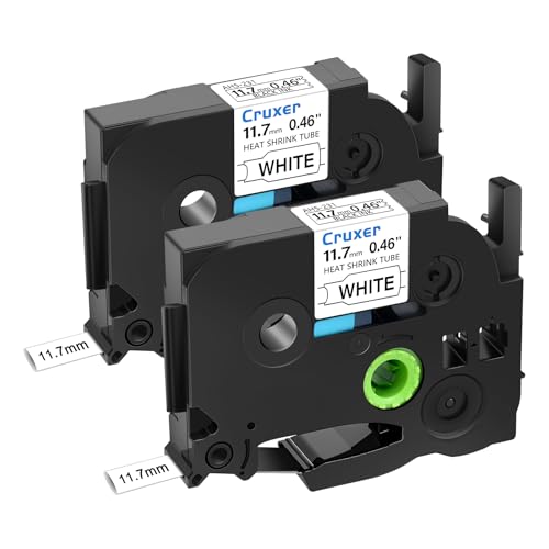 Cruxer 2 Pack Replacement for Brother HSe-231 11.7mm Heat Shrink Tube Black on White HSE231 HS231 Heat Shrink Label Tape for P-Touch PT-D600 E500 D210 D400 E550W 7600 D800W Labels Maker