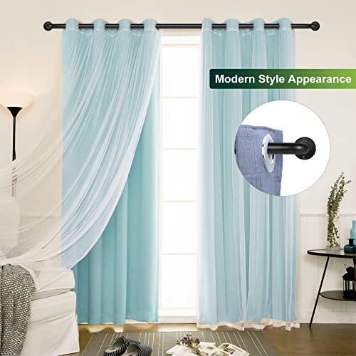 2 Pack Black Wrap Around Curtain Rods For Windows 28 To 48 Inch(2.3-4Ft),Heavy Duty Black Curtain Rods,Adjustable Blackout Curtain Rod,Room Darkening Drapery Rod,Window Curtains Rod 28-48",Matte Black #TOP3