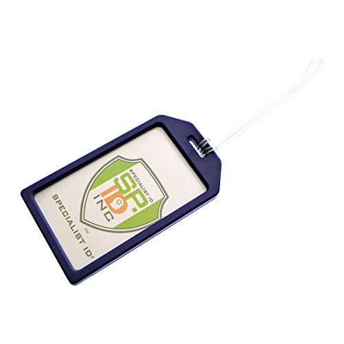 5 Pack Of Premium Rigid Airline Luggage Tag Holders With 6" Worm Loops By Specialist Id (Navy Blue) #TOP5