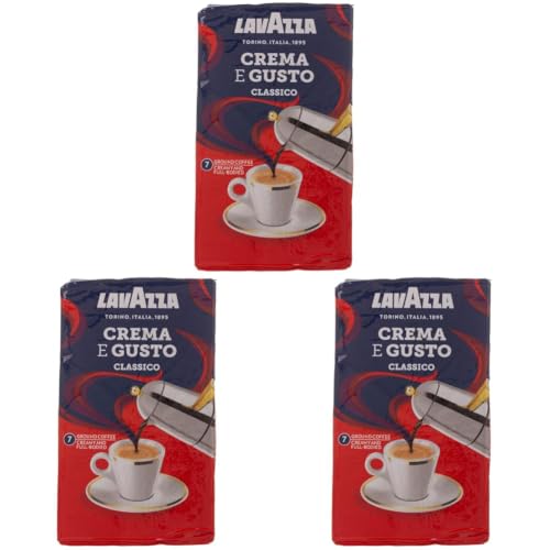 Image of Lavazza Crema e Gusto Classico | Ground Coffee Powder| Italian Blend with Rich Aroma & Full Body| 250 g (Pack of 3)